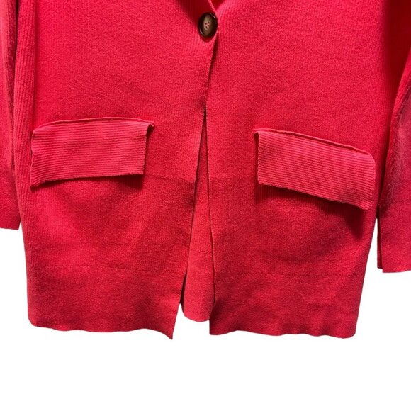 Free People Womens Coral Pink Ribbed Open-Front Blazer Cardigan Size XS - Picture 4 of 9